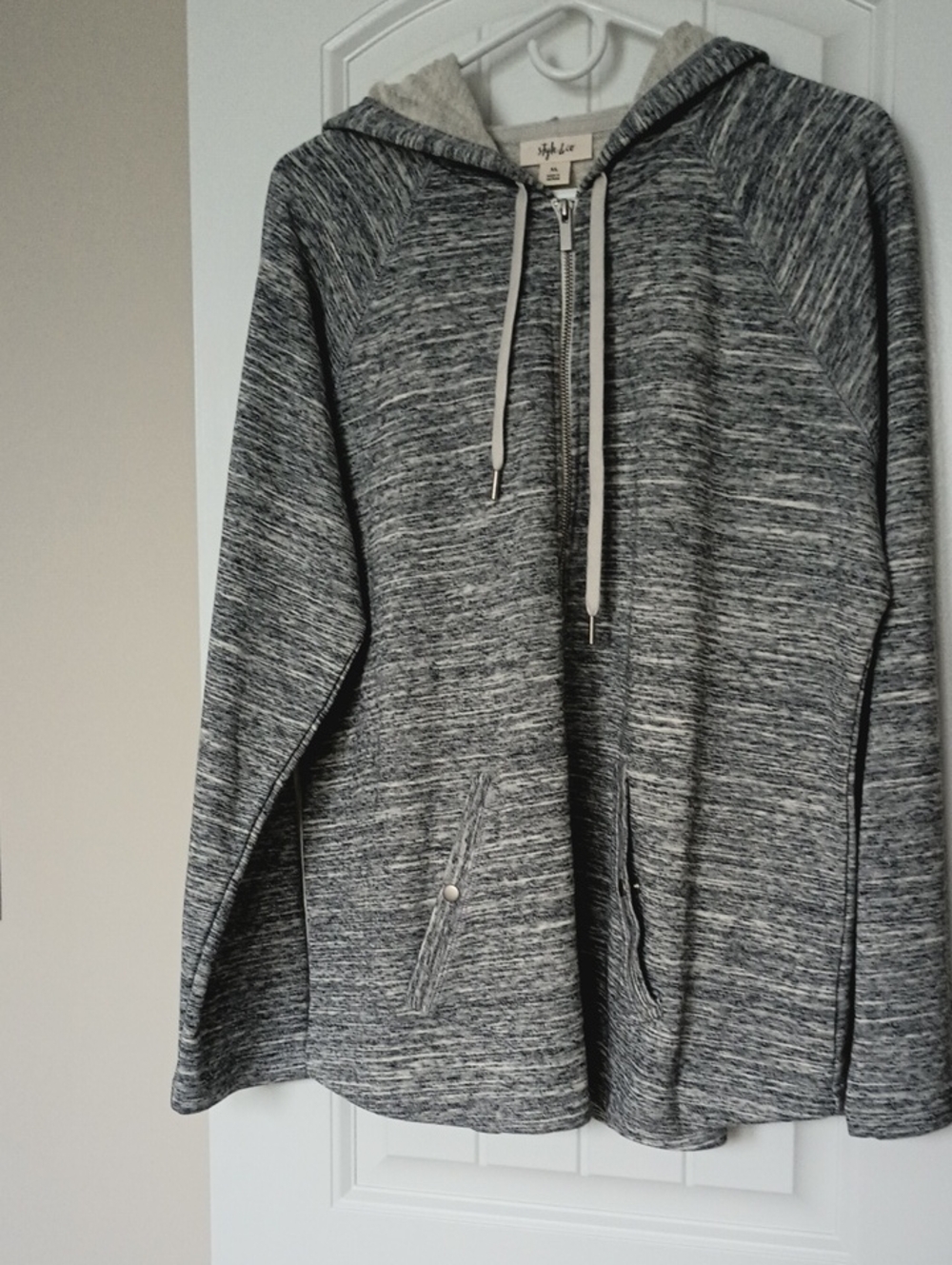 STYLE & CO Heather Gray Full Zip Hoodie Size XL NWOT Lightweight Sweatshirt - Picture 3 of 15